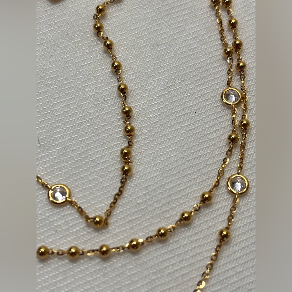 NWT Nadri Long Gold Station Necklace